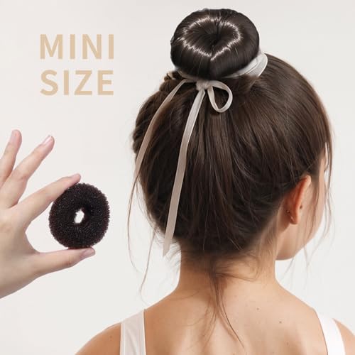 Hair Bun Maker Kit for Kids, 8PC Donut Bun Set with Elastic Ties