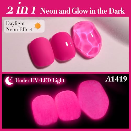 Double Rhythm Neon Hot Pink Gel Nail Polish 15ML Soak Off Manicure DIY