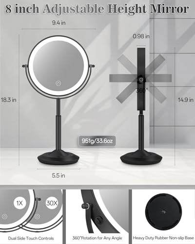 Lighted Magnifying Makeup Mirror 30X/1X with Rechargeable Battery
