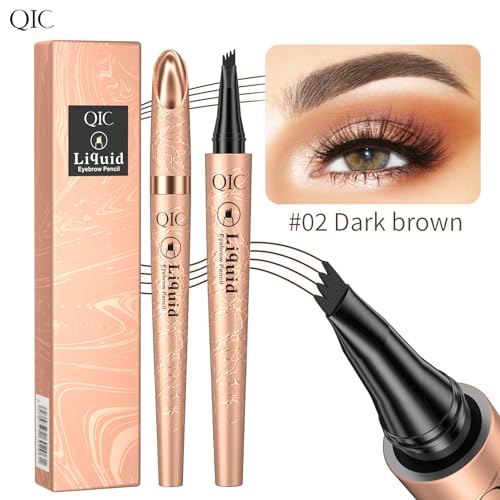 Yulinlon Q706 Eyebrow Pen, 4 Tipped, Precise, Long-lasting, Waterproof Eyebrow Makeup (1#Light Brown)