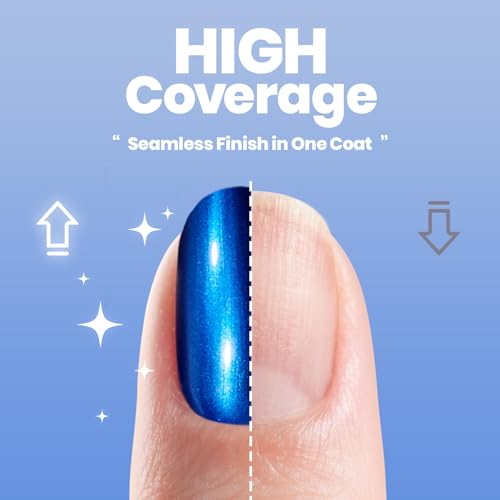 Beetles Blue Chrome Nail Polish - Quick-Drying Metallic Finish 15ml