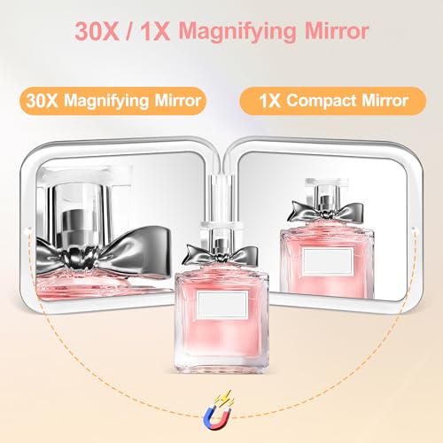 30X Magnifying Compact Mirror with Tweezers, Travel Makeup