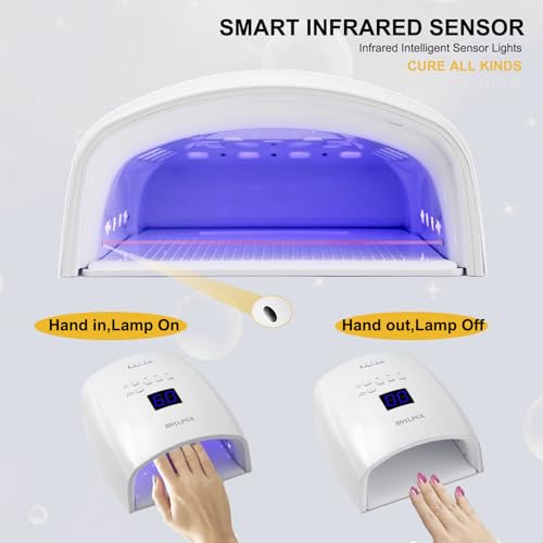 UV Light for Nails, Cordless UV Nail Lamp for Gel Nails 66W, Rechargeable LED Nail Dryer with 5 Timer Setting Auto Sensor Fast Nail Light Curing Lamp for Salon & Home, White
