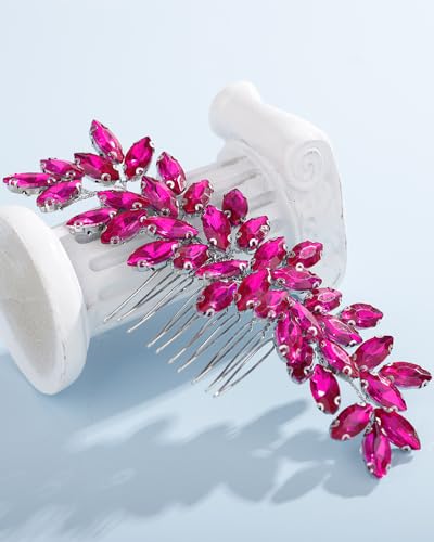 Hot Pink Rhinestone Hair Comb for Women – Wedding & Bridal