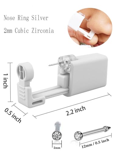 Nose Piercing Kit - Self-Use Nose Piercing Gun with One-Time Use Stud - White