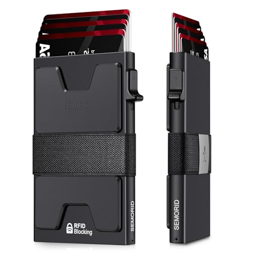 SEMORID Slim Aluminum Wallet for Men - RFID Blocking, Holds 12+ Cards