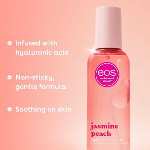 EOS Jasmine Peach Body Mist - Hydrating Floral Body Spray with Hyaluronic Acid & Glycerin, 6 fl oz