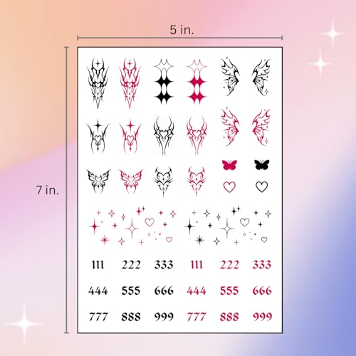 Tiny Y2K Temporary Tattoos | Realistic Waterproof Finger, Face, Hand Fake Tats | Festival, Bachelorette, Halloween, Birthday Favors, Accessories