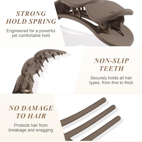 Amlaidu Medium Flat Hair Clips - Strong Hold Claw Clips for All Hair Types, 4pc Set