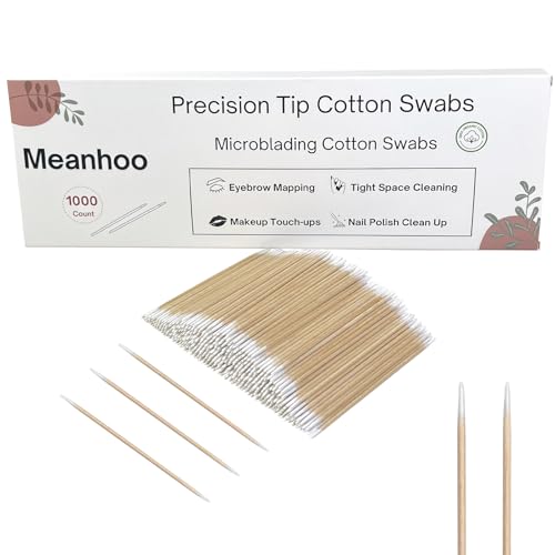 Meanhoo 1000 Pcs Double Pointed Cotton Swabs for Nails & Beauty, 4 Inch Lint-Free, Microblading & Makeup Tips