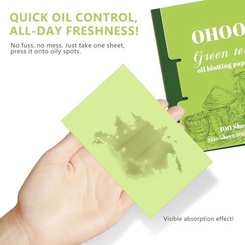 Green Tea Face Oil Blotting Papers - 100 Sheets (Pack of 4) for Oily Skin
