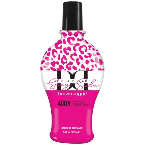Brown Sugar Double Dark Sexy Side Tanning Lotion, 400X Wildbronzer with Jamaican Black Castor Oil, Double Carrot Oil, Hyaluronic Acid & Peptides, 7.5 Fl Oz