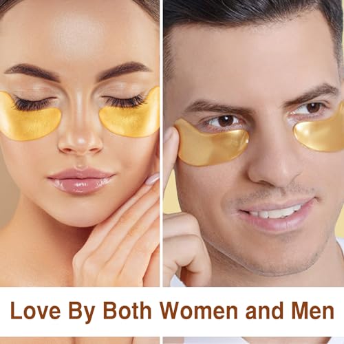 30Pcs Under Eye Collagen Patches, Moisturizing 24K Gold Eye Mask, Eye Patches for Puffy Eyes and Dark Circles, Under Eye Mask for Reducing Eye Bags, Wrinkles, Skincare Treatment for Women & Men