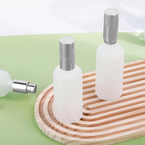 30 Pcs Glass Spray Bottle, 3.4 oz/100 ml Perfume Empty Bottles,Frosted Glass Spray Bottles, Clear Bottle with Sliver Fine Mist Sprayer,Refillable Container for Perfume Face Body Travel(Sliver)
