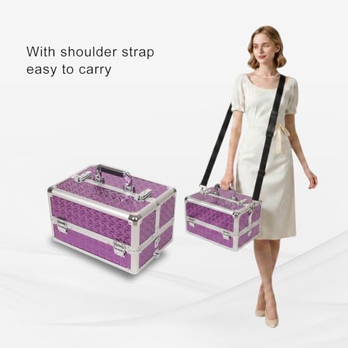 Rolling Makeup Train Case 6-in-1 with Mirror & Lock
