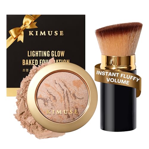 KIMUSE Baked Foundation Powder with Kabuki Brush