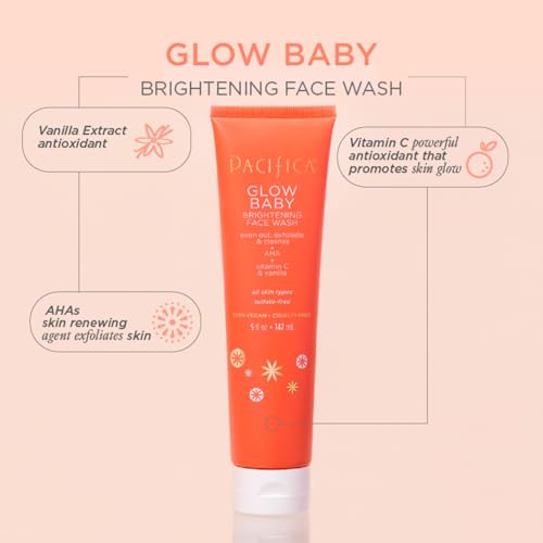 Pacifica Beauty | Glow Baby Vitamin C Trial + Value Kit | 3-Piece Skin Care Gift Set | Travel Friendly | Brightening Face Serum, Face Wash/Cleanser, Under Eye Patches | Glycolic Acid, AHA | Vegan