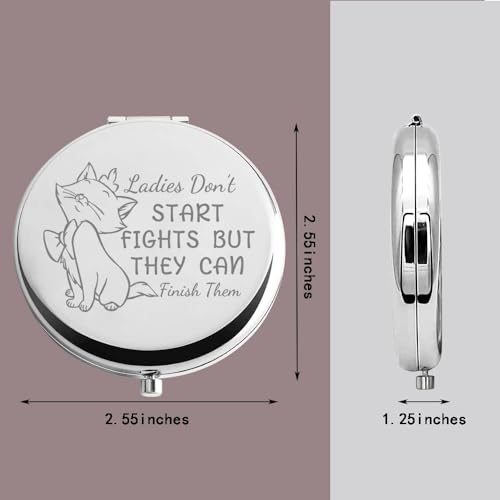 TGBJE Ladies Don¡¯t Start Fights But They Can Finish Them Pocket Mirror Cartoon Cat Gift (Ladies Fights Mirror)