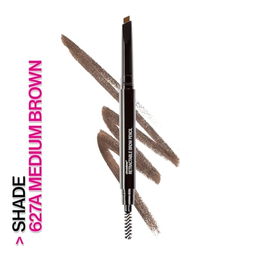 Wet n Wild Ultimate Eyebrow Pencil - Medium Brown, Dual-Sided Brow Brush, Fine Tip, Retractable, 1 Count