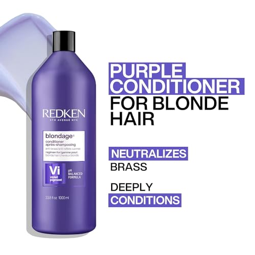 Redken Blondage Color Depositing Purple Conditioner For Blonde Hair - Tones & Moisturizes Brassy Hair