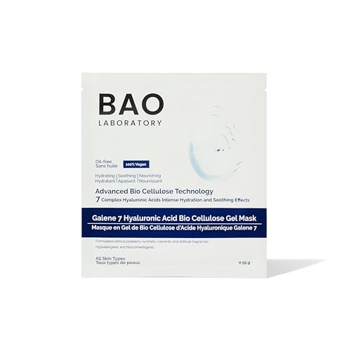 BAO Laboratory Galene 7 Hyaluronic Acid Bio Cellulose Gel Mask | Intense Hydration & Soothing Effects Gel Mask for Face | Skin Care Face Moisturizer Mask Soothing Facial Mask | 100% Vegan, 55 g