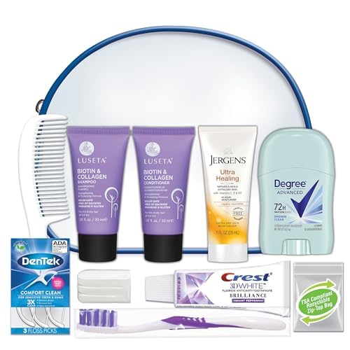 Women's Travel Toiletry Kit, 10-Piece TSA Approved Set