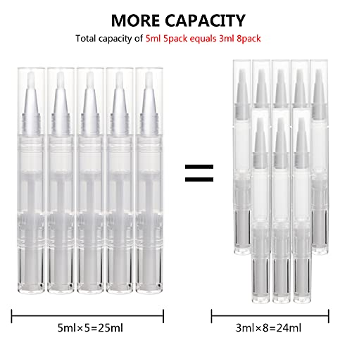 UPZIGS Empty Cuticle Oil Pen 5ml - 5 Pack Fillable