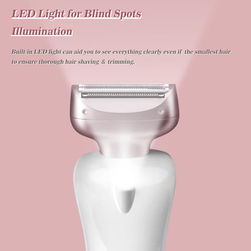Women’s Electric Shaver for Legs Bikini Trimmer Waterproof Painless Cordless Pink - Rechargeable