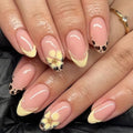 30 Pcs Leopard Print French Tip Press-On Nails with 3D Designs