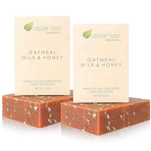Aspen Kay Naturals Goats Milk, Honey & Oatmeal Soap Bar ? with Organic Raw Honey, Goats Milk, Rolled Oats & Shea Butter - Exfoliating Soap ? For All Skin Types - Handmade in Florida. (2 pack)