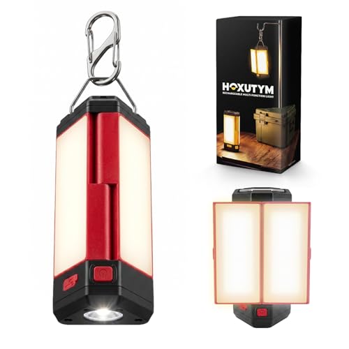 Red Portable Rechargeable Camping Lantern 1200LM LED Work Light with Magnetic Hook