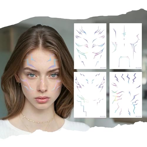 Holographic Temporary Tattoo Sheets - Waterproof Body Art Stickers