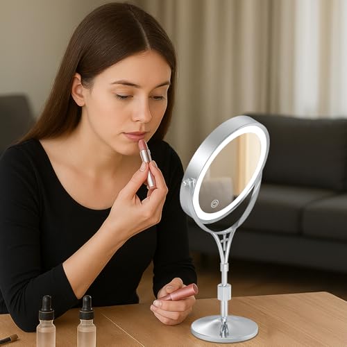 7" Lighted Makeup Mirror 1x/10x Magnification with 3 Color Lights