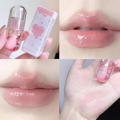 4-Pack Fruit Flavored Lip Gloss Oil Set with Hydrating Jelly Formula