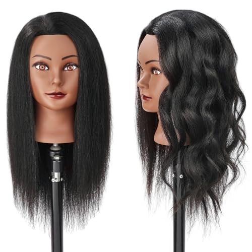 16 Inch Real Hair Mannequin Head with Clamp Holder