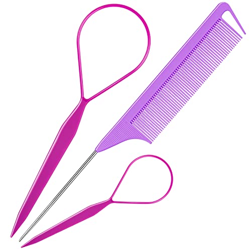 Hair Loop Tool Set for French Braid Styling - Purple Variation