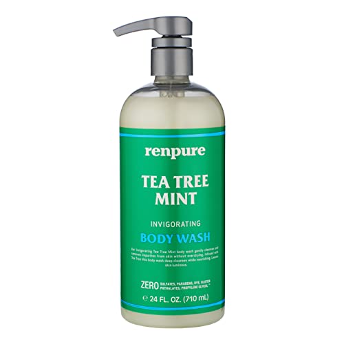 Renpure Original Tea Tree Essential Oil & Peppermint Moisturizing Body Wash With Pump ? for Dry Sensitive Skin & Decongest Pores ? Sulfate Free Body Wash & Liquid Hand Soap For Men & Women