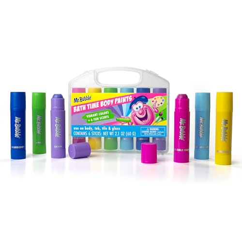 Mr. Bubble 6-Color Washable Bath Paint Sticks for Kids