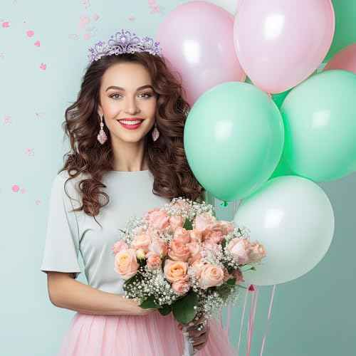 Schmoopy Tiara Crown for Women, Crystal Tiara for Bridal Prom Queen Birthday Birthday Party (A-Purple)