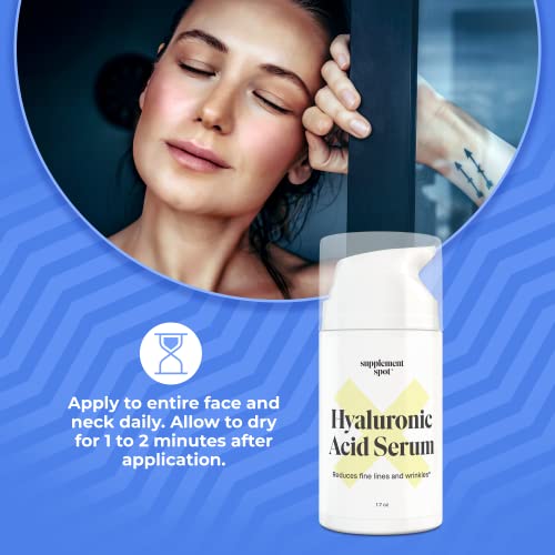 Hyaluronic Acid Serum for Face & Neck ? Hydrating w/Vitamin C, E, Jojoba Oil & Green Tea ? Plant-Powered Anti Aging Serum Reduces Fine Lines & Wrinkles (1.7 oz)