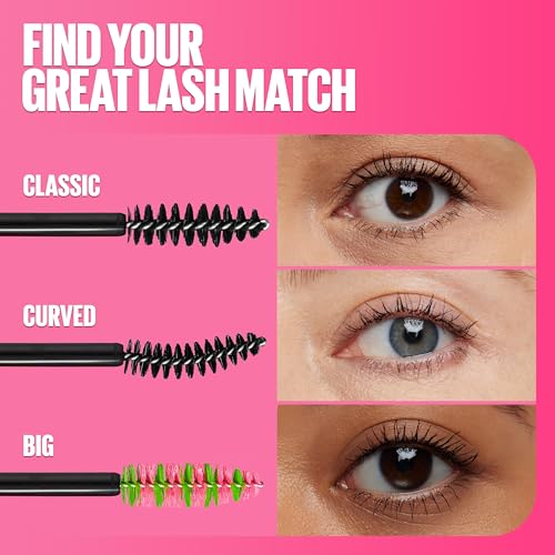 Maybelline Great Lash Washable Mascara Makeup, Volumizing Lash-Doubling Formula That Conditions As It Thickens, Very Black, 2 Count