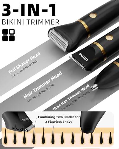 Ufree Women's Bikini Trimmer with 3 Ceramic Heads