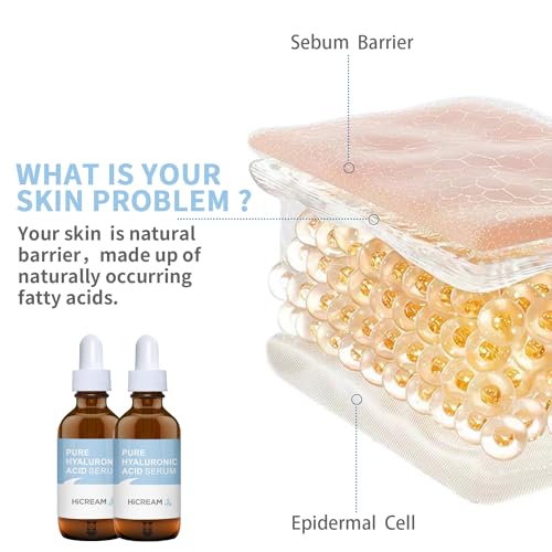 Hyaluronic Acid Serum for Face, Brightening Serum - Even Skin Tone, 100% Pure Anti Aging, Intense Hydration Moisture Non greasy Paraben Free, Water-based Skincare for Face (2 Oz)