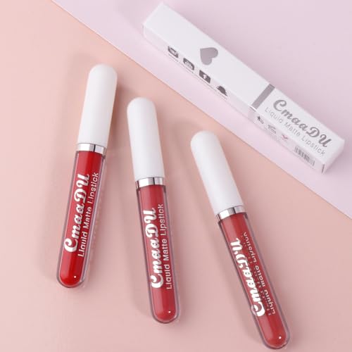 evpct 18 Colors Deep Red Matte Liquid Lipstick Set - Long Lasting
