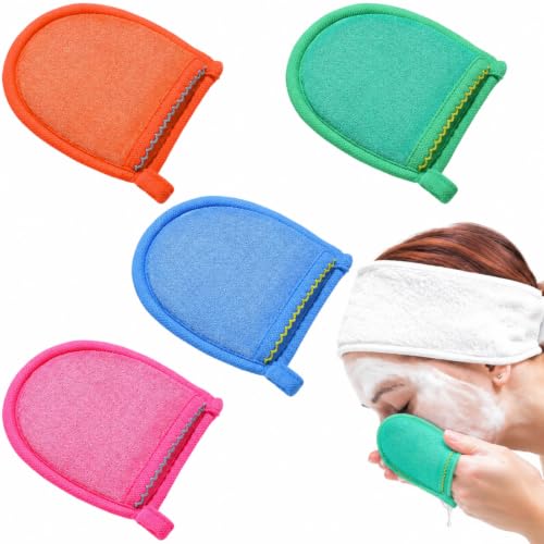 Frienda Exfoliating Gloves 4-Pack Deep Scrub Mitts Face & Body