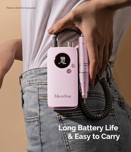 MelodySusie SC320F Rechargeable Nail Drill - 30,000 RPM, Clip-On Design for Beginners & Home Use