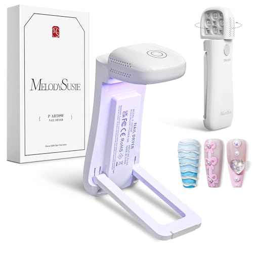 MelodySusie Foldable Cordless UV Nail Lamp with Stand,P-Art09F Rechargeable UV LED Light Featuring Touch Panel & 2-in-1 Lighting Curing Flash Cures All Soft Gels Especially Half-Cured, Base & Top Coat