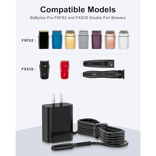 VHBW 4.5V for Babyliss Pro Trimmer Charger Cord Compatible with BaBylissPRO FXFS2/FXX3S Trimmer & Clipper 6FT Charging Power Cord