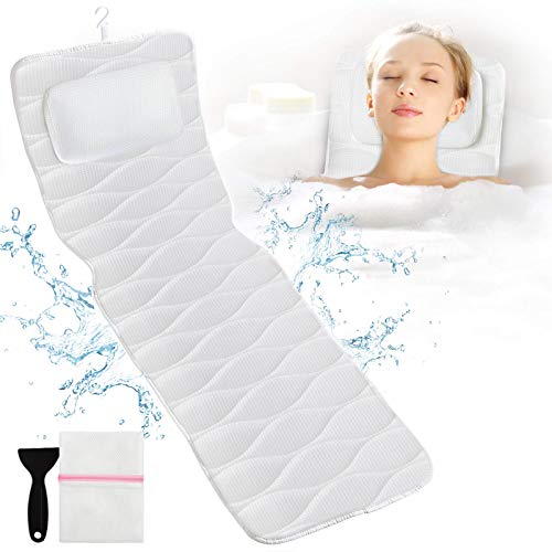 Full Body Bath Pillow with 21 Suction Cups & Mesh Bag