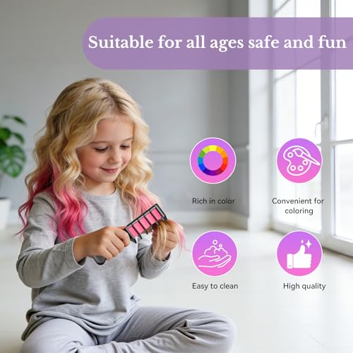 6 Color Washable Hair Chalk Comb Set for Kids & Adults
